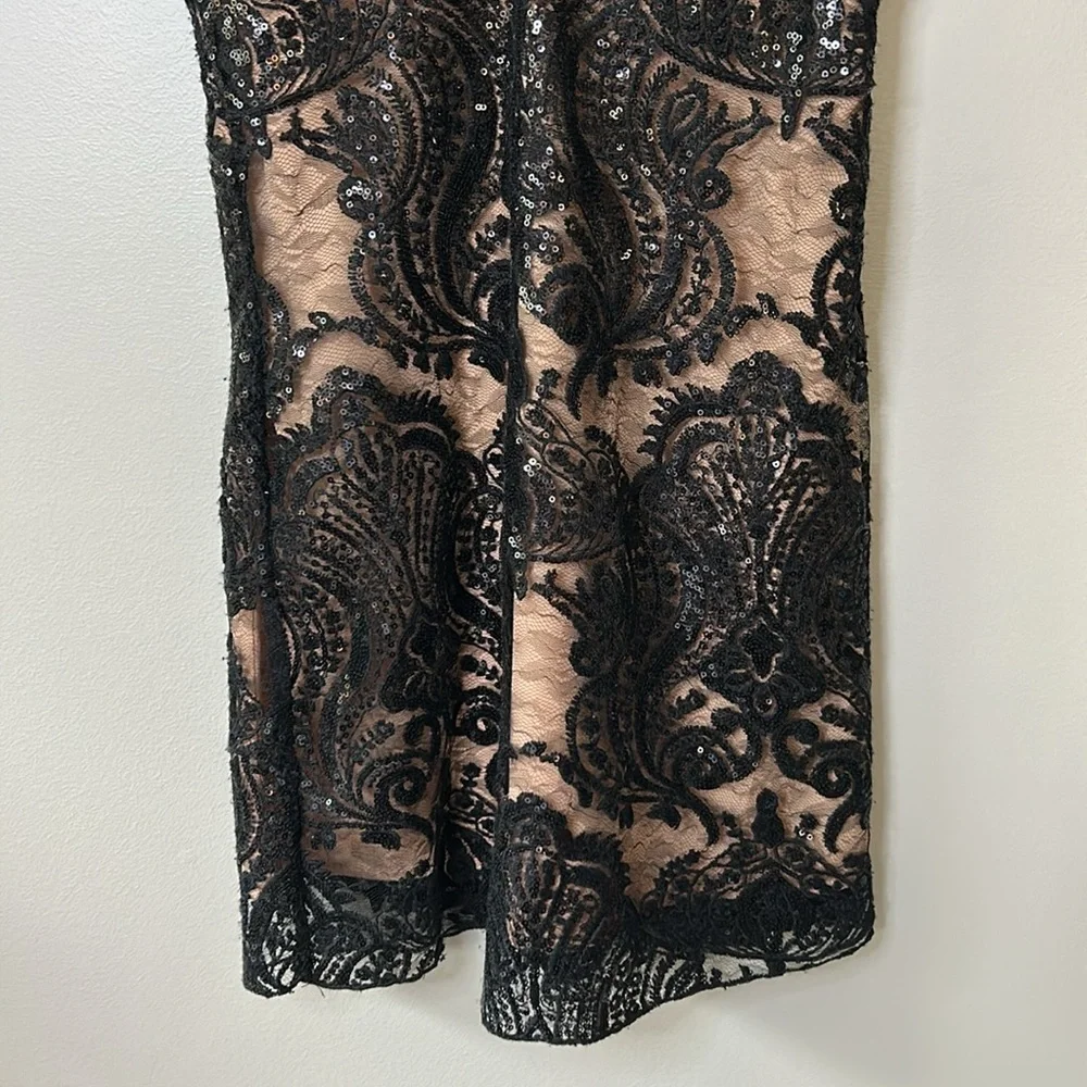 Free People Night Shimmer Sequin Lace Mini Dress Size‎ 0 Black Homecoming